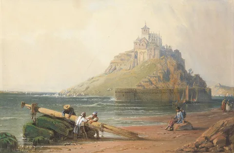 William Wyld, View of Mont St. Michel with Figures on the Beach