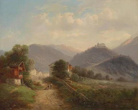 Gustav Barbarini, View of the Fortress of Hohenwerfen in Pongau