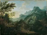 Maximilian Joseph Schinnagl, Mountain landscape with a rock arch