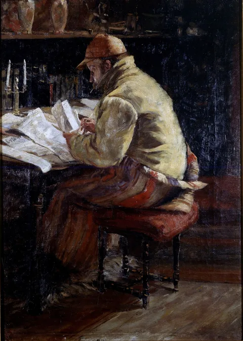 Jacob Sømme, «Korrekturleseren». Alexander L. Kielland i sitt arbeidsværelse i Cernay la ville
