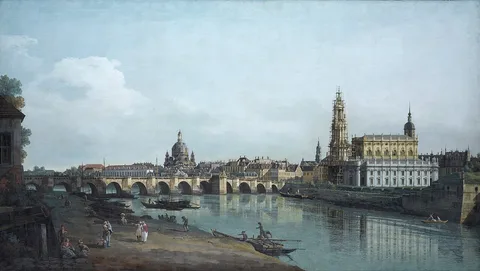 Bernardo Bellotto, Dresden From the Right Bank of the Elbe Below the Augustus Bridge