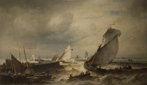 Theodore Alexander Weber, Fishing Boats Leaving Ostend Harbour