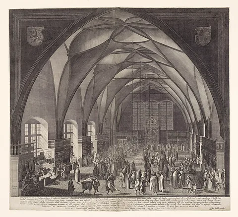 Aegidius Sadeler, Interior View of Vladislav Hall at Prague Castle during the Annual Fair