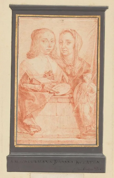 Jacobus Houbraken, Dubbelportret van Anna Maria van Schurman en Johanna Koerten
