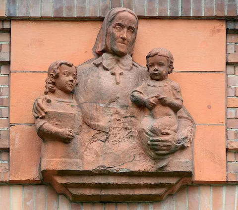 Georges Morin, relief deaconess with children