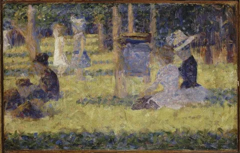 Georges Seurat, À droite. Moyenne distance. Étude pour la Grande-Jatte