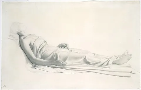 Paul Delaroche, Drapery Study for the Figure of the Dying Mary Magdalen