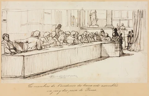 Paul Delaroche, The Members of the Academy of Beaux-Arts Assembled to Jury the Rome Prize