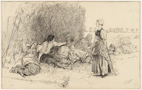 Edwin Austin Abbey, The Harvesters, illustration to "The Leather Bottèl"