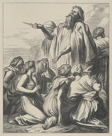 George Frederic Watts, Noah's Sacrifice, from "Dalziels' Bible Gallery"