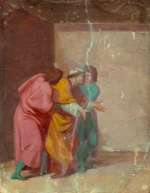 George Frederic Watts, An Old Man Restrained by Two Youths (sketch for a mural in the Villa Carreggi)