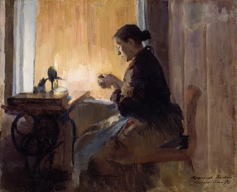 Harriet Backer, By Lamp Light