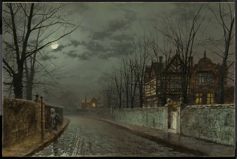 John Atkinson Grimshaw, Old English House by Moonlight