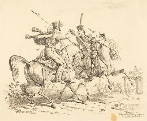 Carle Vernet, Hussard Striking a Cosack
