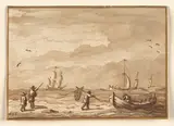 Allaert van Everdingen, Fishing Boats and a Man with a Net
