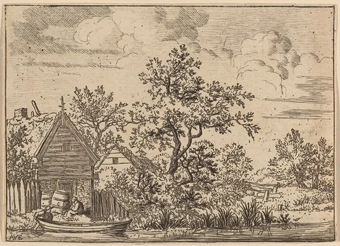 Allaert van Everdingen, Two Casks in Front of a Cottage