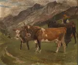 Randolph Caldecott, Cattle in the Italian Alps (recto); The Artist's Garden in Surrey (verso)
