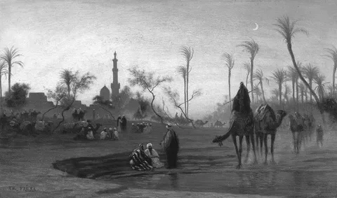 Théodore Frère, Oasis at Sunset