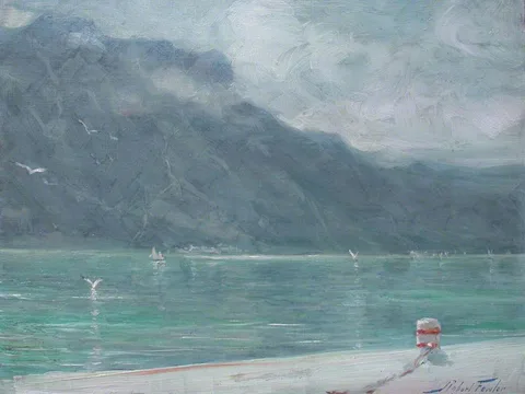 Robert Fowler, Shore Scene from Quayside, near Conway, North Wales