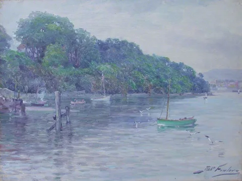 Robert Fowler, Shore Scene with Boats, Boblondeb, near Conway, North Wales