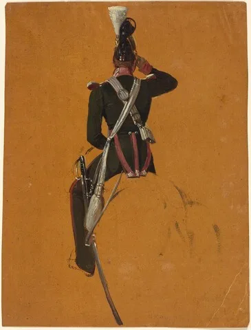 Franz Adam, A Mounted Cavalry Officer Seen from Behind