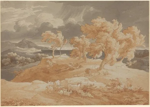 Friedrich Preller the Elder, Italian Coastal Landscape with a Thunderstorm