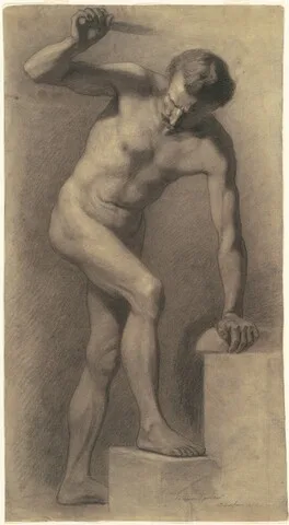 Walter Shirlaw, Male Nude on Steps