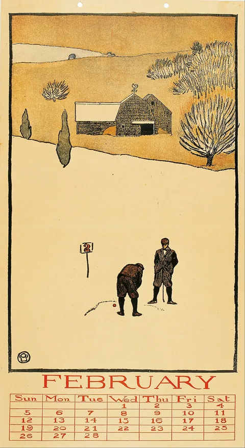 Edward Penfield, Golf Calendar. February