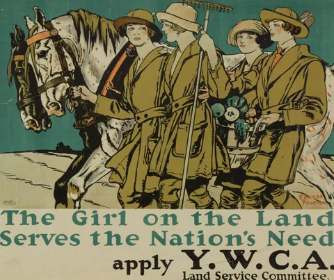 Edward Penfield, The Girl on the Land Serves the Nation's Need; apply Y.W.C.A. Land Service Committee