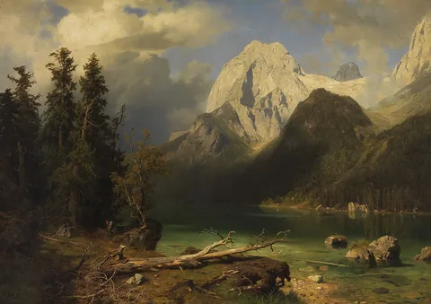 August Wilhelm Leu, Mountain lake with a mountain range in the background