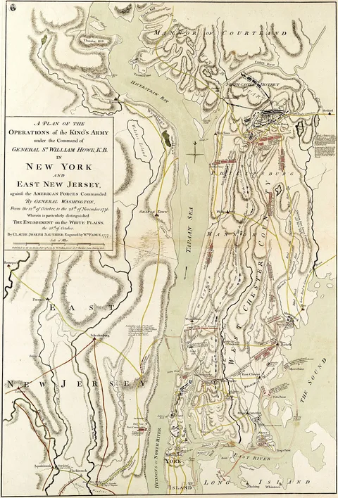 William Faden, A Plan of the Operations of the King's Army under the Command of General Sr. William Howe, K.B. in New York and East New Jersey, against the American Forces Commanded by General Washington, From the 12th. of October, to the 28th. of November 1776