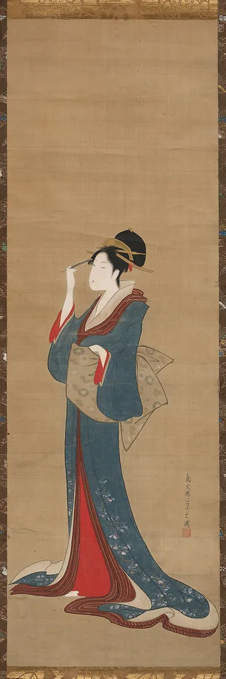 Hosoda Eishi, Beauty Replacing Her Hairpin