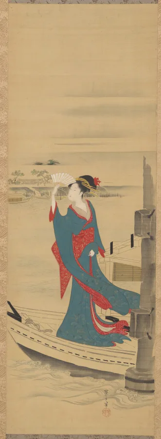 Hosoda Eishi, Beauty in a Boat on Sumida River