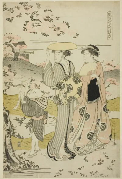 Hosoda Eishi, Ono no Komachi Visiting Kiyomizu Temple, from the series The Fashionable Seven Komachi (Furyu nana Komachi)