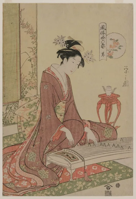 Hosoda Eishi, Koto from the series The Six Arts in Fashionable Guise