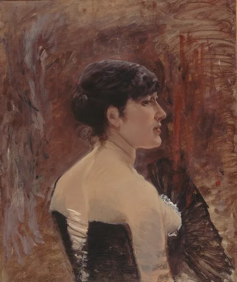 Giuseppe De Nittis, Bust of woman with fan
