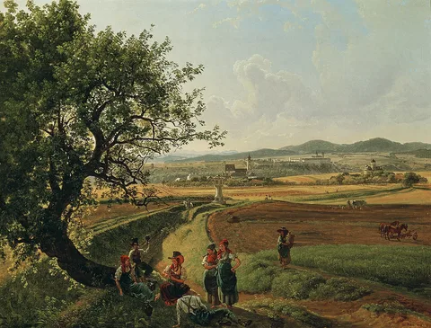 Josef Rebell, View of the Manors of Emmersdorf Castle and Rothenhof with Melk Abbey in the Background