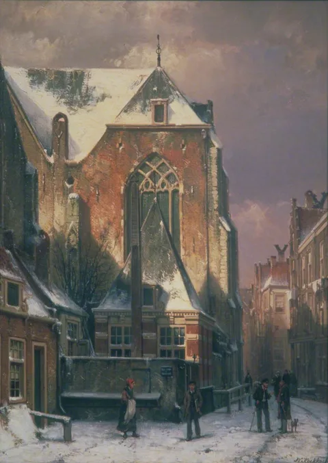 Willem Koekkoek, Winter Scene in Amsterdam, Holland