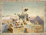 Johann Jakob Frey, Lepsius Expedition to Egypt: Raising of the Prussian flag on the Great Pyramid of Giza