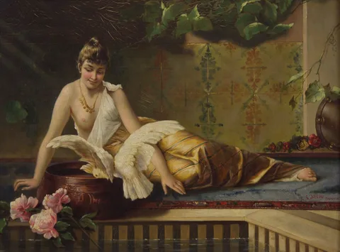 Luigi Bechi, Woman and Parrot