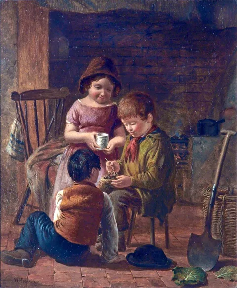 William Hemsley, Children Feeding Young Birds