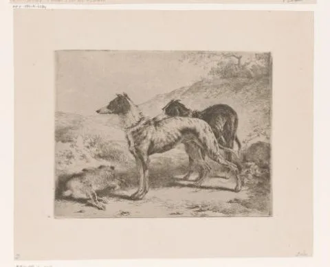 Joseph Moerenhout, Twee hazewindhonden bij een dode haas