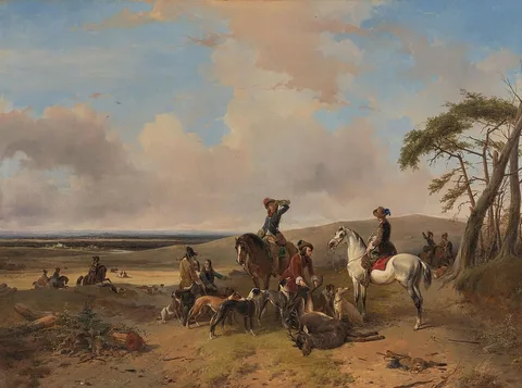 Joseph Moerenhout, Landscape with a Hunting Company