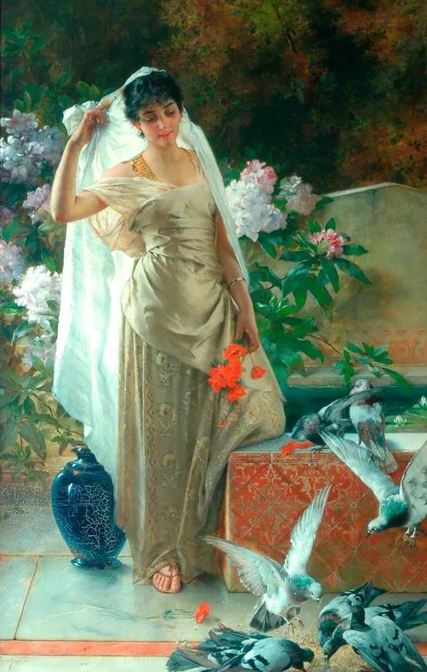 Conrad Kiesel, Girl with Pigeons