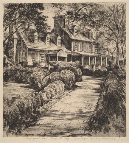 Earl Horter, Williamsburg, Coke-Garrett Boxwood Garden