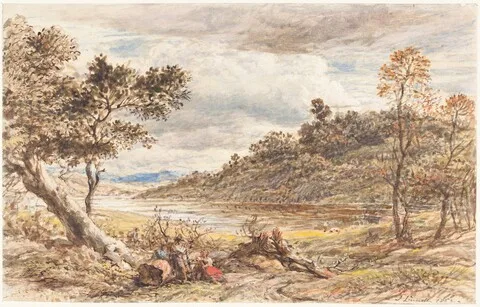 John Linnell, Travelers Resting by a Fallen Tree