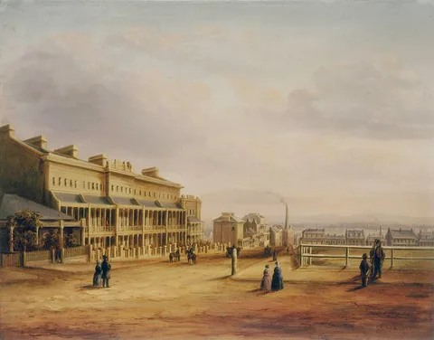 George Edwards Peacock, View of Lyons' Terrace Hyde Park Sydney N.S.W., 1849