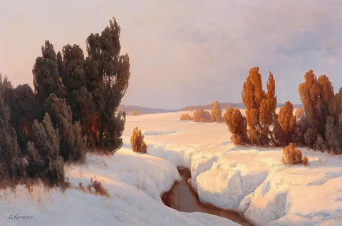 Carl Kenzler, Winter Landscape in the Sun