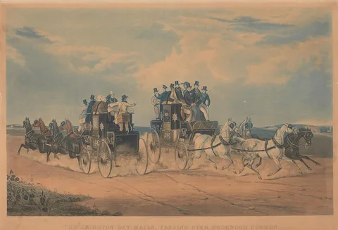 Charles Hunt, Coaching: The Brighton Day Mails, passing over Hookwood Common