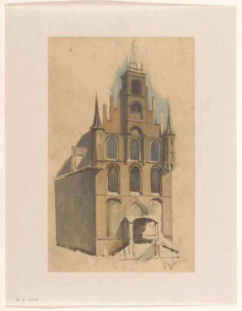Petrus Gerardus Vertin, Ontwerp voor een gebouw in laat-gotische stijl met trapgevel en pinakels